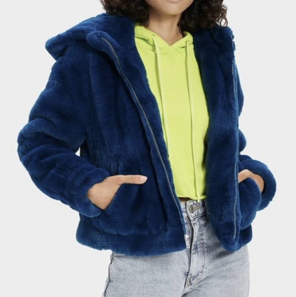 Nwt ugg mandy faux fur jacket deep teal - Picture 2 of 9